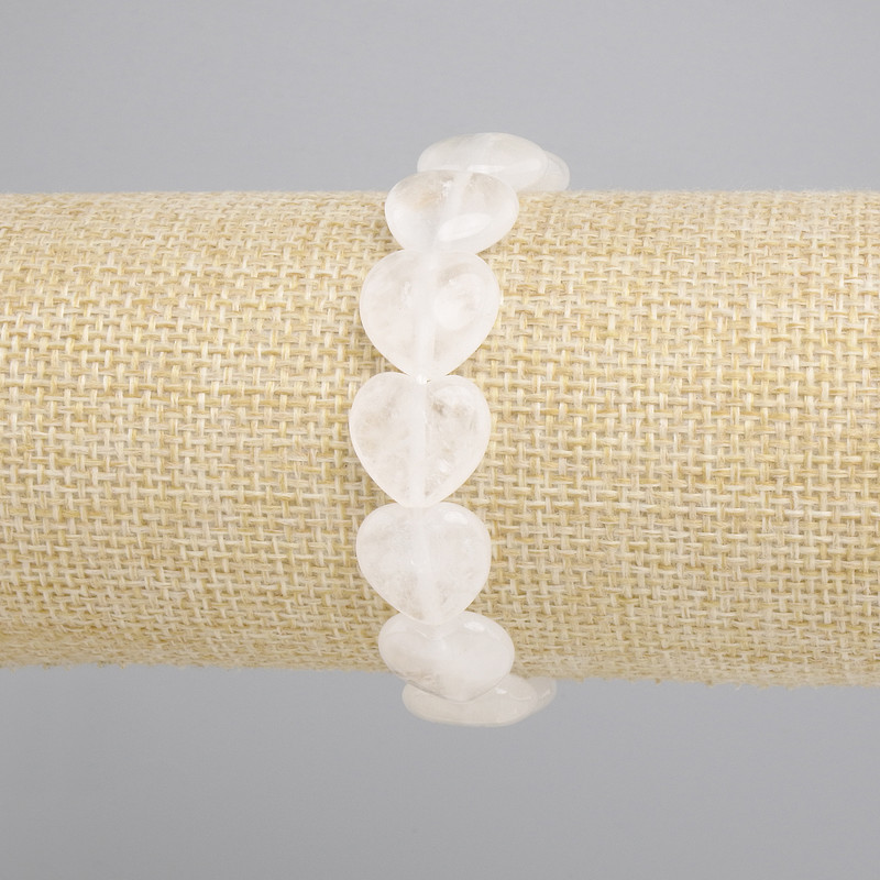 Bracelet Mountain Rock Crystal Heart, diameter 14mm+-, length 18cm+-, stretch