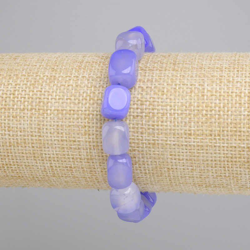 Agate bracelet, block shape, diameter 11-13x9mm +/-, length 18cm +/- stretch