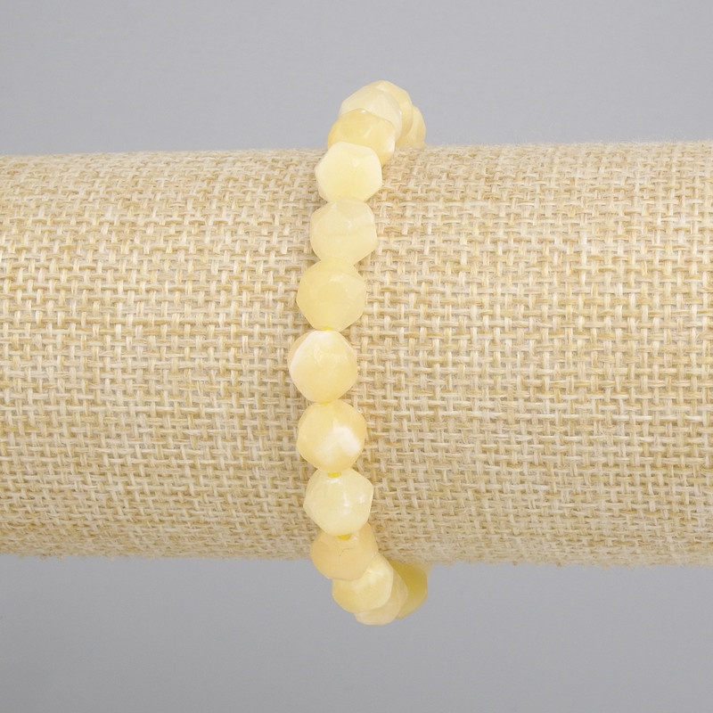 Yellow Agate bracelet multifacted, diameter 8x8mm+- , length 18cm+- stretch