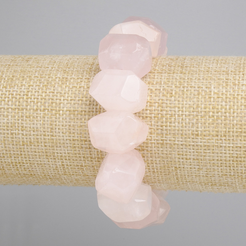 Bracelet Pink Quartz multifaceted, diameter 18-20x12-15mm-, length 18cm+- stretch