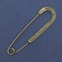 Broc h pin with gray rhinestones 68x19 mm ± gold-tone metal