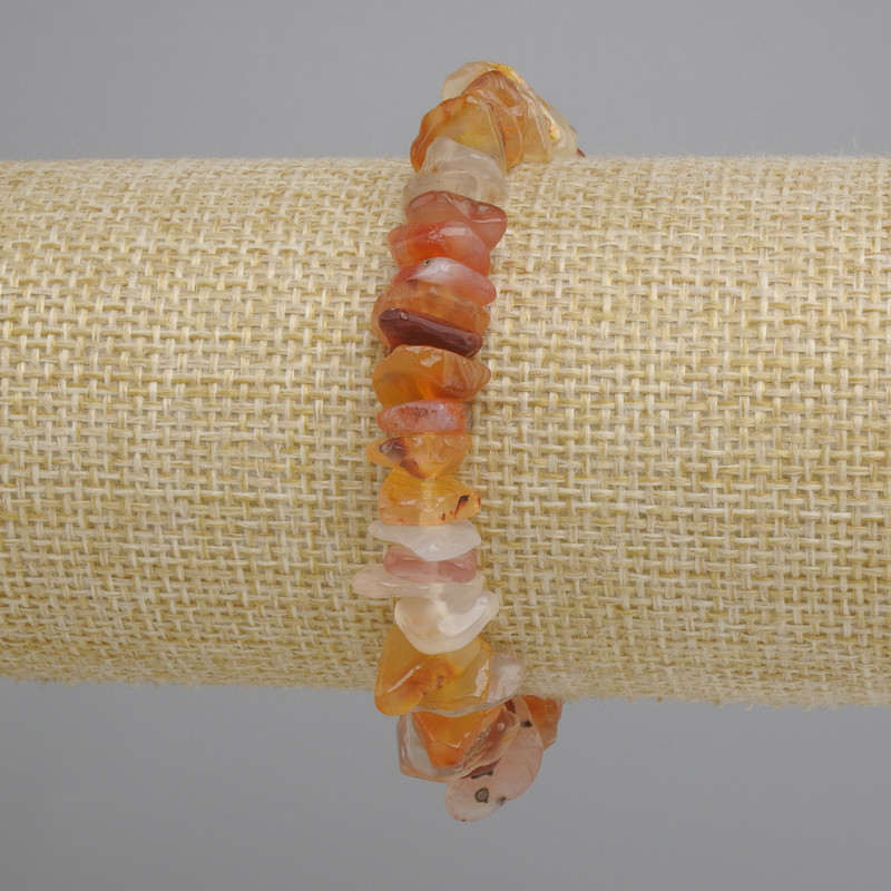 Bracelet Carnelian Chip, diameter 8-13x2-4mm +/-, length 18 cm +/- stretch