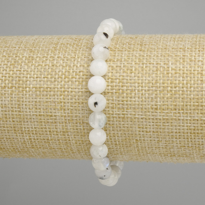 Adular bracelet smooth bead, diameter 7mm+-, length 18cm +- stretch