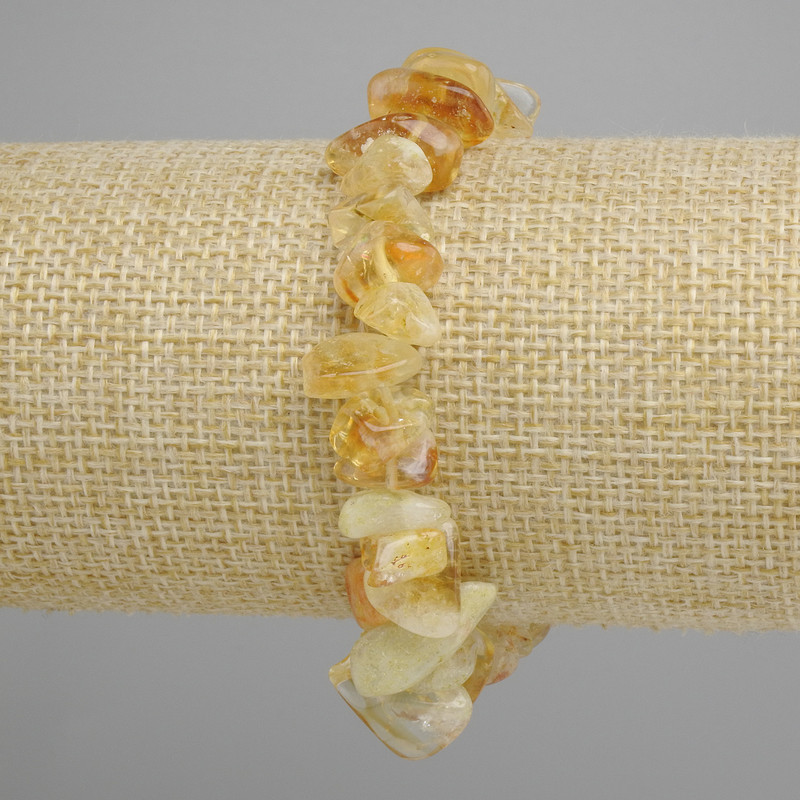 Bracelet Citrine chips, diameter 8-21x3-8mm +-, length 18cm +- stretch