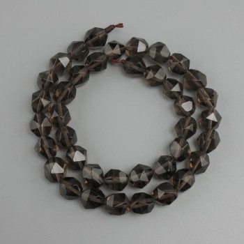 Beads Smoky Quartz faceted, diameter 10x9mm +- , length 37cm +-