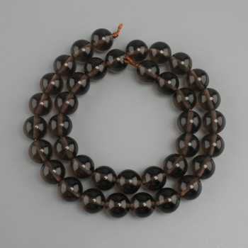 Beads Smoky Quartz smooth bead, diameter 10mm+/-, length 37cm+