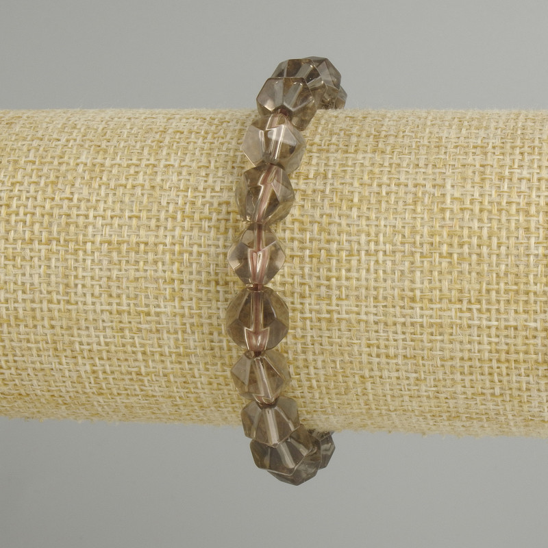 Bracelet Smoky Quartz faceted, diameter 9x9mm +- , length 18cm +- stretch