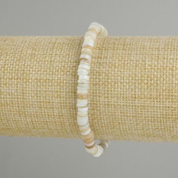 Bracelet made of Scafarca shell scallop shell rondelle, bead diameter 5×1.5–2 mm ±, length 18 cm ± stretch