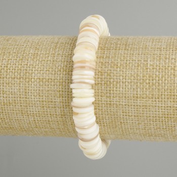 Abalone shell bracelet Scapharca rondelle, diameter 10×2 mm ±, length 18 cm ± stretch