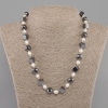 Necklace with freshwater pearls 7-8x6mm hematite faceted bead 10mm+- cube 8mm+-, length 50cm+