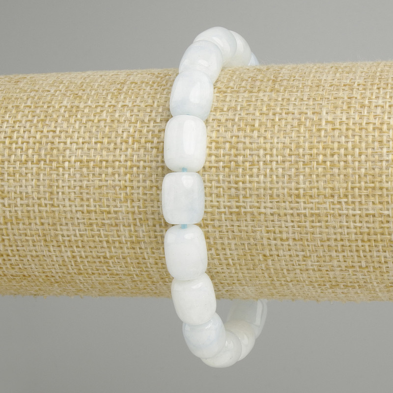 Aquamarine bracelet barrel, diameter 11x8, 5mm +-, length 18cm +- stretch