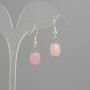 Earrings Pink Quartz barrel 11×9mm ±, length 30mm ± silver-toned metal