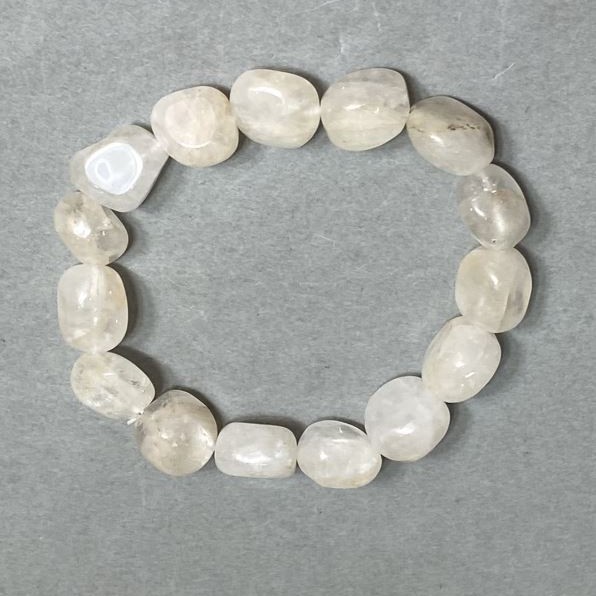 Bracelet Mountain Crystal tumbled 13×11–13mm ±, length 18cm ± stretch