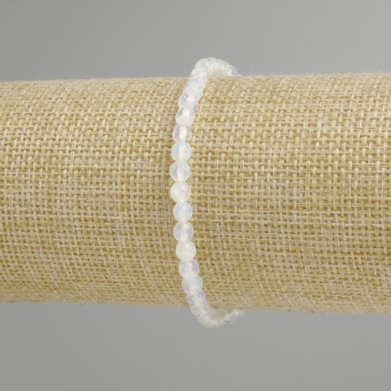 Bracelet Opalite moonstone faceted bead 4mm±, length 18cm± stretch
