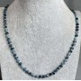 Indigolite necklace faceted cube 4x4mm +/- , length 50cm +/- stretch