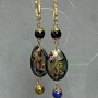 Earrings Haliotis 25x18mm+- Agate Hematite bead 8mm+-, length 78mm+-