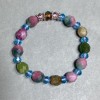 Turquoise bracelet tourmaline faceted bead grain 10x7mm+- Czech crystal 6x5mm+-, length 18cm+- stretch