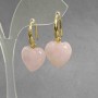 Earrings Rose Quartz Heart 15mm+-, length 28mm+-