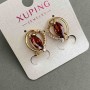 Xuping earrings with white crystals and red stones, diameter 16×14mm ± Gold plating 18K