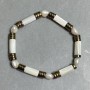 Pearl bracelet 7-9×7-8mm Hematite rondelle 6mm+- Mother-of-pearl cylinder 13×6mm+-, length 18cm stretch