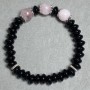 Agate bracelet, rondelle 8x4mm+- + Pink quartz bead 10mm+-, length 18cm+- stretch