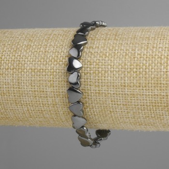Hematite bracelet Heart, diameter 8×8 mm +/-, length 18 cm +/-, stretch