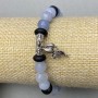 Aquamarine bracelet faceted bead 8mm± Shungite rondelle 8x4mm± with inserts, length 18cm± stretch