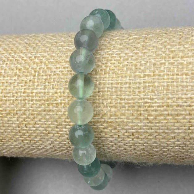 Fluorite bracelet smooth round bead 8mm ± with inserts, length 18cm ± stretch