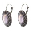 Clearance Earrings Amethyst in a Droplet Silver Setting Oval Stone 2.5×1.9 cm, total length 3.5 cm