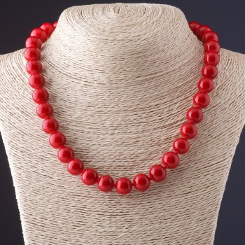 Coral (Pressed) Necklace, Smooth Bead 12.5mm+/-, 45cm+
