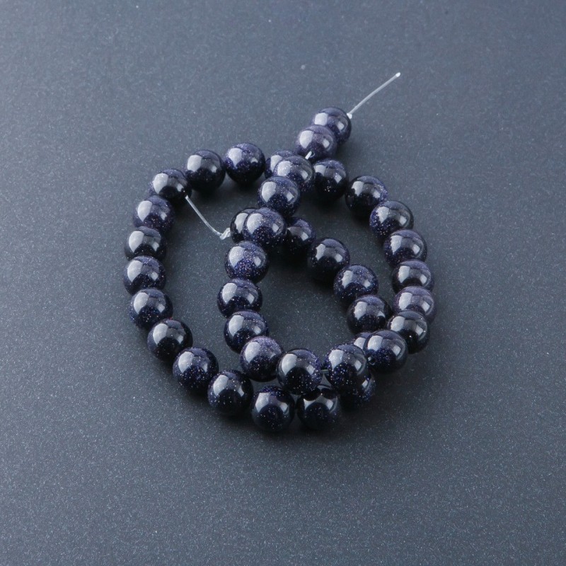 Natural Stone Beads on Strand Aventurine Blue Sand Night of Cairo, 10mm Diameter, 36cm