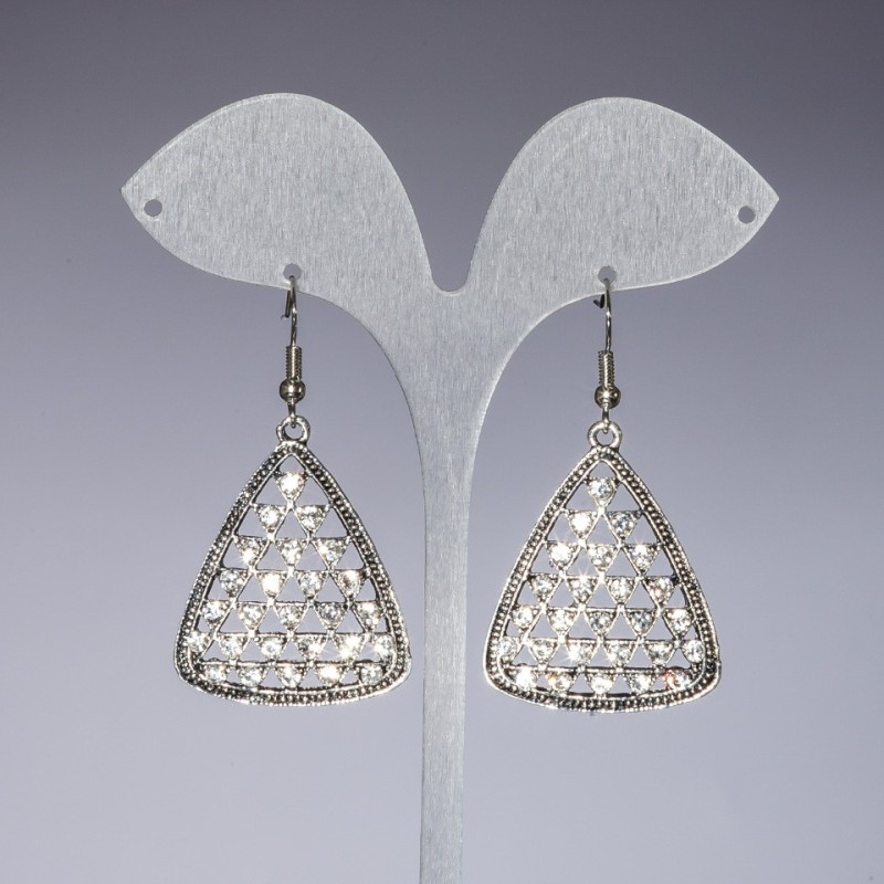 "Diamond Pyramids" Drop Earrings, 5cm length