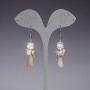 "Evening" Earrings White "Spotlight", Beige Pearlescent Czech Crystal, length 5 cm