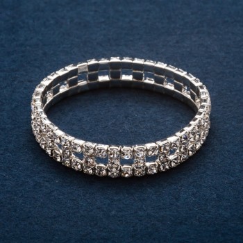 Rhinestone Bracelet "Checkerboard" Two-Row Stretch, Circumference 17 cm