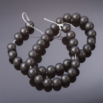Shungite Beads, Smooth Round on Thread (Synthetic), Diameter 10mm, Length 37cm