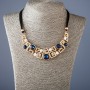 Ribbon Necklace with Blue Crystals, 50cm length - "gold" metal color