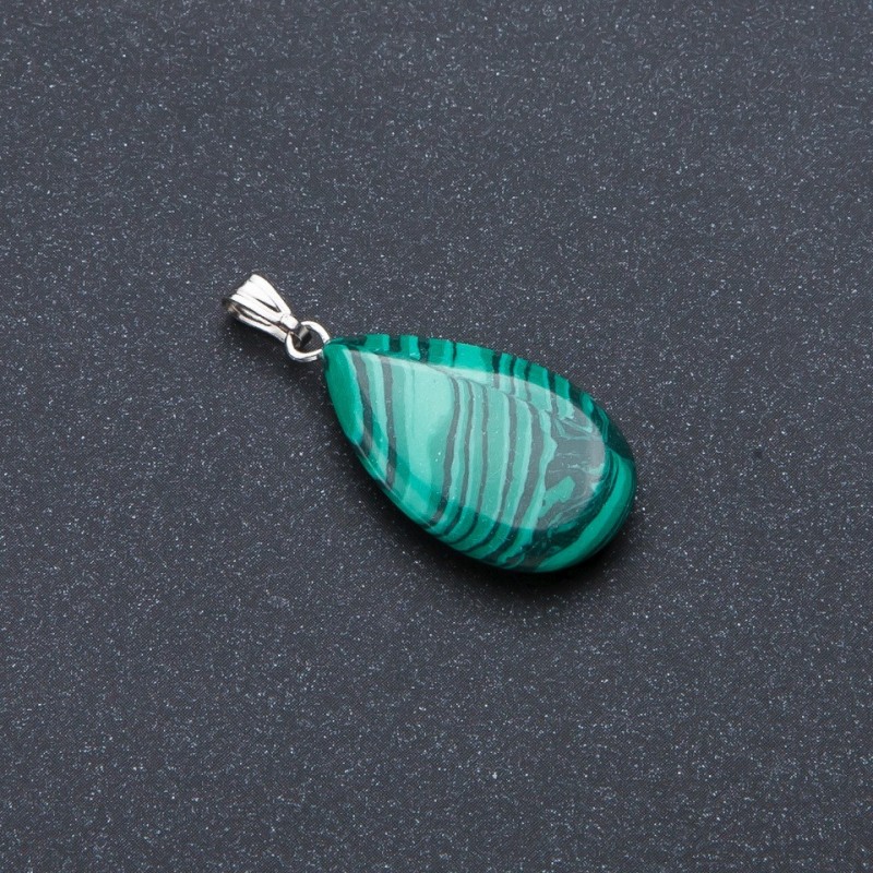 Malachite Drop Pendant (Pressed) 2.5x1.8cm