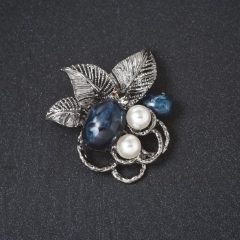 "Blueberry" Brooch, Silver-Tone Metal, 4.5cm