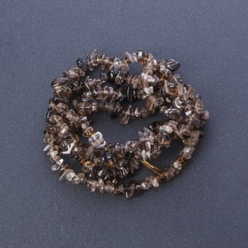 Natural Stone Beads on Strand, Smoky Quartz “Stone Chips”, 85cm Length, 6mm Diameter (+/-)