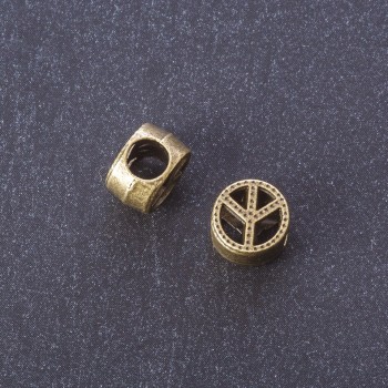 "Peace" Spacer Bead Finding, Bronze Metal Color, 4mm Diameter, Pack of 20g +/-9pcs