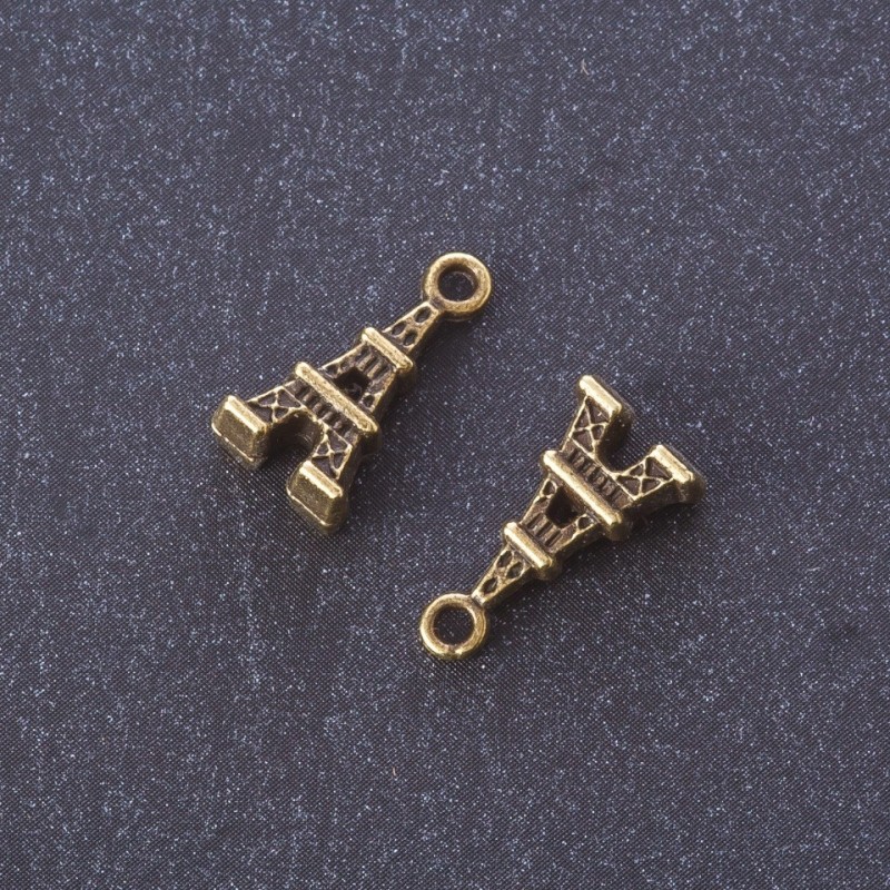 "Eiffel Tower" Pendant Finding, Bronze Metal Color, 1.6x0.8cm, 20g Pack +/-19pcs
