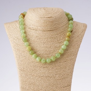 Natural Onyx Stone Necklace, Smooth Round Beads, 45cm Length, 12mm Diameter