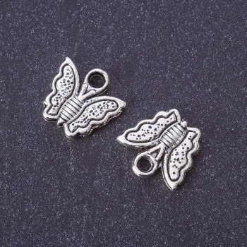 Findings Butterfly Pendant silver metal color d 13x13mm pack 20g +/-20pcs