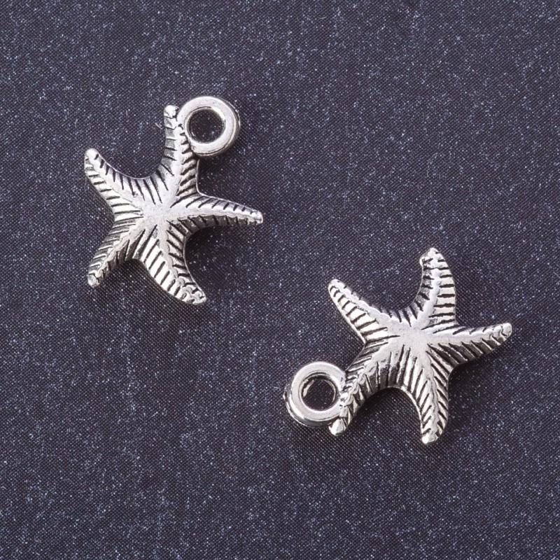Findings Starfish Pendant silver metal color d 15x13mm pack 20g +/-17pcs