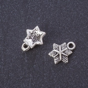 Finding Pendant "Christmas Star" Metal Color "Silver" 13x11mm Pack 20g +/-35pcs