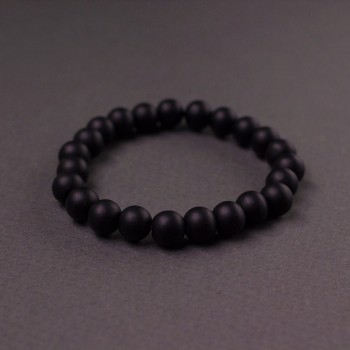 Elastic Bracelet Shungite (Imitation) Smooth Bead, Diameter 8mm, Length 18cm +