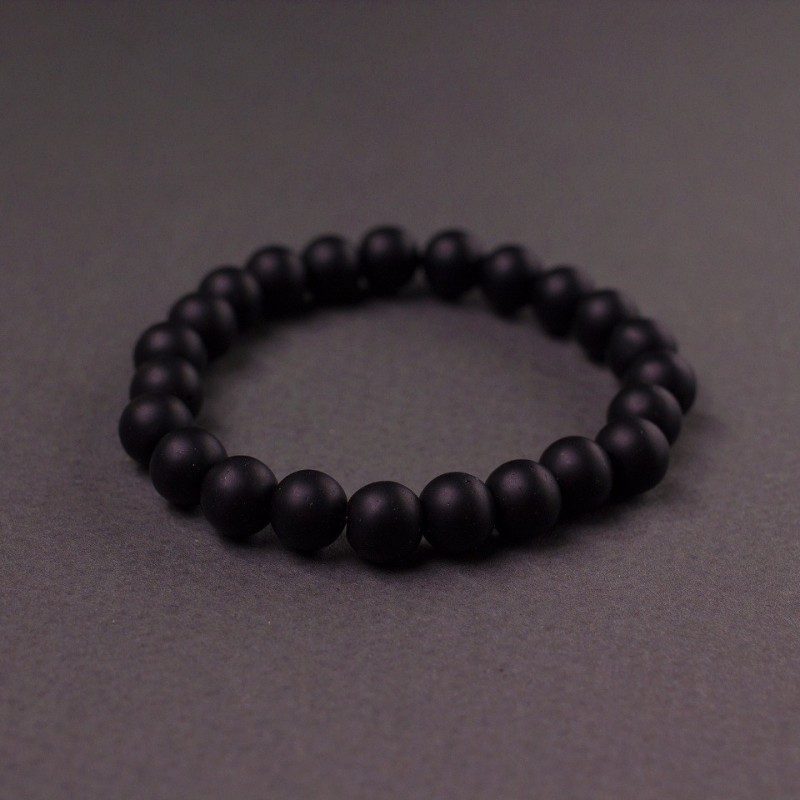 Elastic Bracelet Shungite (Imitation) Smooth Bead, Diameter 8mm, Length 18cm +