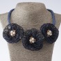 "Marigolds" Cord Necklace, Fashion Textile, Blue, 48-55cm length