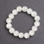 Women's White Cat's Eye Stone Bracelet, diameter 10mm on Elastic Band, length 18cm