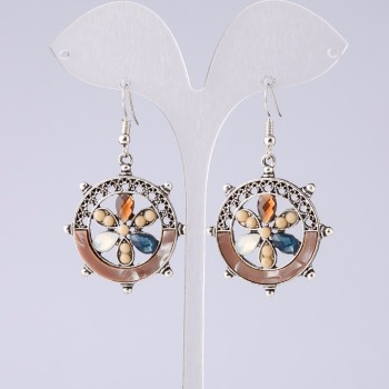 "Flower of Wishes" Earrings, Cappuccino, "Purple" Series, 5cm length